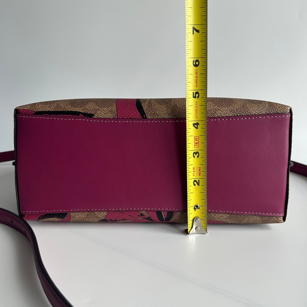 Coach Mollie Tote 25 Brown Pink Signature Canvas Bow Print Tote Excellent - Picture 7 of 7